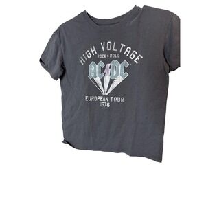 AC/DC Rock Band Shirt Youth 10-12 Gray High Voltage European Tour 1976 Tee